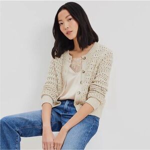 LOFT Shimmer Pointelle Cardigan